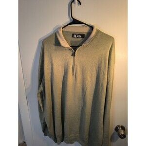 Westport Black Mens XL Quarter Zip Sweater Sage Green 50% Merino Wool 50% Cotton